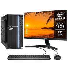 Computador Completo Intel Core i7 16GB SSD 1TB Monitor 17" 4 Núcleos Super Turbo Pc Hdmi Teclado e Mouse Strong Tech