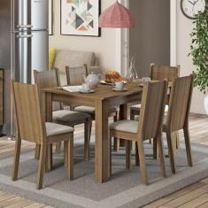 Conjunto Sala de Jantar Maris Madesa Mesa Tampo de Madeira com 6 Cadei