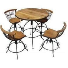 Jogo De Mesa Bistrô Com 4 Banquetas Giratórias e Reguláveis - Cód 568 