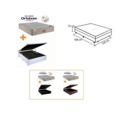 Conjunto Cama Box Baú Casal Viúva + Colchão Ortobom Airtech Molas Ensa