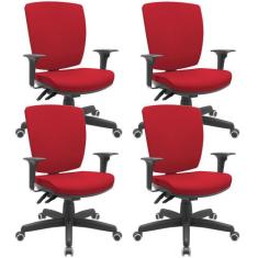 Kit 04 Cadeiras Escritório Diretor Office Giratória Preto Alta Flexi P