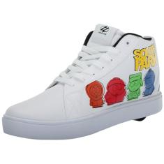 HEELYS Tênis masculino de salto médio Racer, Branco/Preto/Amarelo, 39