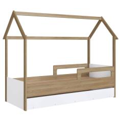 Cama Infantil Montessoriana com Cama Auxiliar Aveiro/Branco