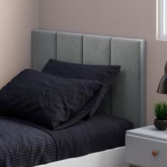 Cabeceira Solteiro Laura 0,90 Almofadada Sued Cinza - Ofertamo