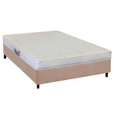 Cama Box Casal: Colchão Espuma Herval Ag65 Frontier + Base Crc Suede Clean(138x188)