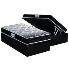 Cama Box Baú Solteiro: Colchão D33Prodormir Tech1500 Double Face + Base Crc Suede Black
