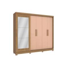 Guarda Roupa 5 Portas (1 C- Espelho) E 4 Gavetas C- Pés Cb01n564 Nogueira-macadamia - Kappesberg