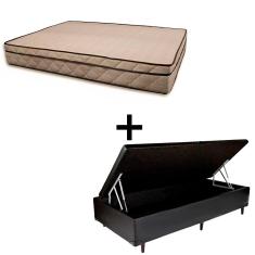 Cama Baú Solteiro 88 Tecido Sintético Preto Com Colchão Polônia Bello Box - D28 66x88x188