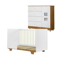Quarto de Bebê com Berço Mini Cama 100% Mdf Flocos e Cômoda de Bebê 10
