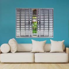 Janela Veneziana de Alumínio 6 Folhas 100 X 100cm Linha Modular com Grade