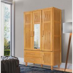 Guarda-roupa Imperatriz 3 Portas Imbuia com Espelho