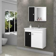 Gabinete com Cuba e Armário Arlon Branco Preto - CasaH