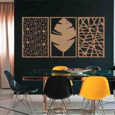 Quadro Decorativo Abstrato 6mm Vazado - Mdf - Decoarts, Natural