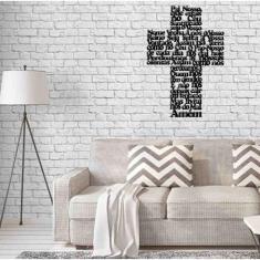 Quadro Decorativo Oração Pai Nosso em Cruz 3mm Vazado - Mdf - Decoarts