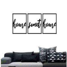 Quadro Decorativo Home Sweet Home 6mm Vazado - Mdf - Decoarts, Preto