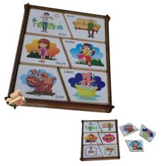 Brinquedo pedagógico madeira jogo da memória opostos premium