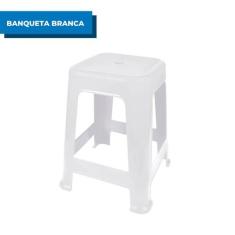 Banqueta Banquinho De Plástico Resistente Branco Cinza ou Preto - MOR,