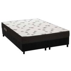 Cama Box Queen: Colchão Espuma D45 Ortobom Light + Base CRC Suede Blac