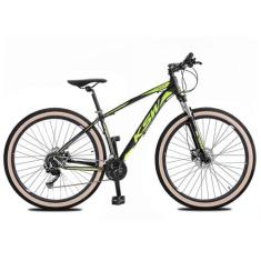 Bicicleta MTB KSW XLT 24V Aro 29 Freio Hidráulico Faixa Beje, Preto, V