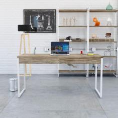 Escrivaninha Mesa Escritório Kuadra 2 Gavetas 150cm Industrial Carvalh