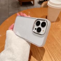 Capa protetora de anel de câmera de metal de luxo para iPhone 14 13 12 11 Pro Max acrílico transparente à prova de choque Armor Defender Capa protetora, prata, para iPhone 14