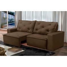 Sofá Retrátil e Reclinável 3 lugares com Molas 2,00m Ana Suede Marrom Adonai Estofados