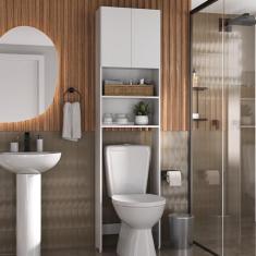 Armário de Banheiro para Vaso Sanitário com 2 portas Multimóveis Branco