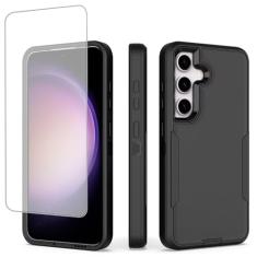 Zoeirc Capa para Galaxy S24, Samsung S24 5G SM-S921U com protetor de tela de vidro temperado, suporte de camada dupla híbrida, suporte magnético para carro, proteção à prova de quedas para Samsung