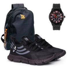 Tênis Masculino Academia Caminhada Treino mochila relogio-Masculino