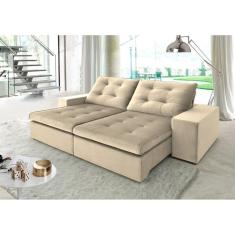 Sofá Retrátil e Reclinável 2 Lugares Mahal Espresso Móveis Bege