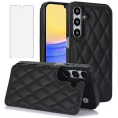 Asuwish Capa de telefone para Samsung Galaxy A15 5G/4G Capa carteira com protetor de tela de vidro temperado e suporte de cartão de crédito RFID de couro com compartimento para suporte, acessórios