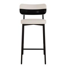 Banqueta Alloa Fixa com 4 Pés 50 X 44,7 X 163,5cm com 1 Unidade Palha/Preto/Preto Epoxi