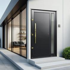 Porta Pivotante Lambril Visione com Puxador Lado Esquerdo Elite 240x120 Preto