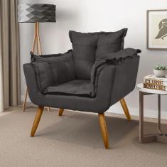 Poltrona Decorativa Opala Suede Cinza - Mobili di Casa