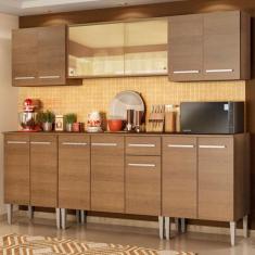 Cozinha Completa Madesa Emilly Fire com Balcão e Armário Aéreo Reflex,
