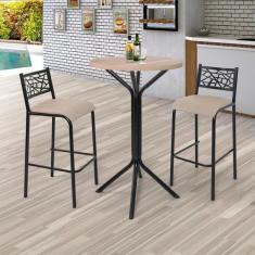 Conjunto Bistrô Dani 2 Banquetas e Mesa Tampo BP Redondo - Ciplafe