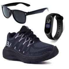 Tenis Infantil De Amarrar Meninos Leve Desenhos LIGHT + Oculos Relogio