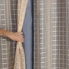 Cortina Blackout Pata com Voil Xadrez 2,00 m x 1,40 m Avelã - EDDI Cas