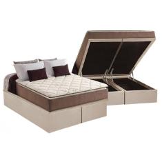 Cama Box Baú Queen: Colchão Espuma Anjos D28 / Ag65 Star Pillow Top + Base Crc Suede Clean(158X198)