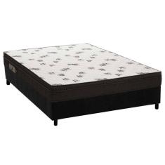 Cama Box Casal: Colchão Espuma Ortobom D45 Light + Base Crc Suede Black(138X188)