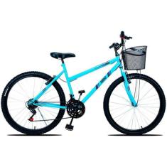 Bicicleta Feminina Forss Anny Aro 26 C/cestinha 18 Marchas, Azul bebe