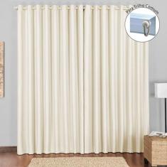 Cortina Tecido Blackout 3,00m x 2,60m Bege Claro Para Trilho Comum Ble