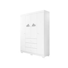 Guarda Roupa Infantil Bebê Ane 4 Portas 3 Gavetas Branco