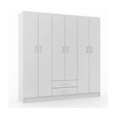 Guarda-roupa Casal 6 Portas 2 Gavetas Atalaia - Branco Branco