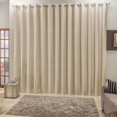 Cortina Roma 2,00M X 1,70M Bege Tecido Rafia Detalhado Para Sala Ou Quarto