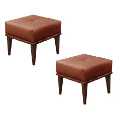 Conjunto - 2 Puffs Banqueta Noé Luxo Castellar Móbile Linho Terracota