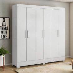 Guarda-roupa Casal 6 Portas 3 Gavetas Prático Demóbile Branco