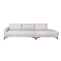 Sofá 6 Lugares com Chaise Direito Henry Veludo Bege - Keva