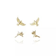 Brinco Duo Com Brincos Religiosos Folheado Em Ouro 18k