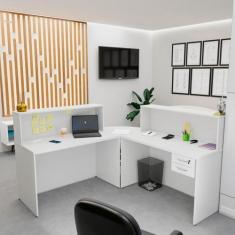 Balcão Atendimento de Canto para Recepção 2 Gavetas - Netmobil